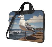 WZYCWB Maletín cruzado para laptop con estampado de gaviota, adecuado para uso diario en la oficina y viajes de negocios, Black, 15.6 inch
