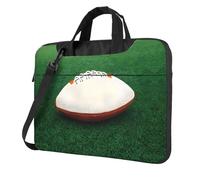 WZYCWB Maletín cruzado para portátil con estampado de pelota de rugby blanco, adecuado para uso diario en la oficina y viajes de negocios, Black, 14 inch