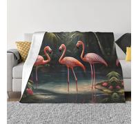 WZYCWB Manta estampada Three Flamingo de 80 x 60 pulgadas, manta cálida para sofá o cama, camping al aire libre o picnic