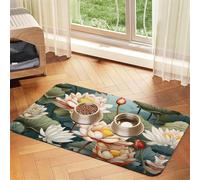 WZYCWB Mantel individual con diseño de loto en el estanque de 40 x 60 cm, tapete de comida para gatos y perros, plegable y fácil de almacenar