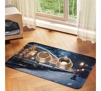 WZYCWB Mantel individual para mascotas, 30 x 45 cm, diseño de tren nocturno nevado, para gatos y perros, plegable y fácil de almacenar