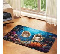 WZYCWB Manteles individuales absorbentes con estampado de flora y fauna submarina de 40 x 60 cm, tapetes antideslizantes para perros y gatos, cuencos de comida y manteles individuales para agua
