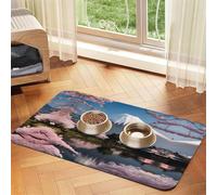 WZYCWB Manteles individuales absorbentes con estampado de Mt. Fuji a principios de primavera, 30 x 45 cm, tapetes antideslizantes para perros y gatos, cuencos de comida y manteles individuales para