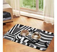 WZYCWB Manteles individuales absorbentes de 40 x 60 cm con estampado de gatito a rayas blancas y negras - Alfombrillas antideslizantes para perros y gatos, cuencos de comida y manteles individuales