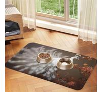 WZYCWB Manteles individuales absorbentes para mascotas con estampado de pavo real blanco de 40 x 60 cm, tapetes antideslizantes para perros y gatos, cuencos de comida y manteles individuales para agua