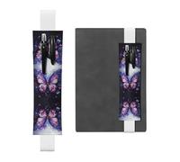 WZYCWB Marcapáginas ajustable con diseño de flores de mariposa morada, soporte de cuero, perfecto para regalo de Navidad de vuelta a clases, soporte de cuero para bolígrafos,