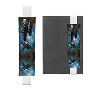 WZYCWB Marcapáginas ajustable de ballenas asesinas, soporte de cuero para bolígrafos, perfecto para el regreso a clases, regalo de Navidad, soporte de cuero para bolígrafos,