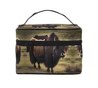 WZYCWB Mighty Highland Yak - Bolsa de cosméticos grande para mujer, bolsa de cosméticos portátil de gran capacidad, bolsa de cosméticos de viaje para niñas, color negro, talla única, color negro