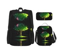 WZYCWB Mochila Big Tree in the Sun (juego de 3 piezas), mochila de gran capacidad, mochila escolar para estudiantes, estuche para lápices, bolsa de almuerzo