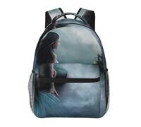 WZYCWB Mochila casual con diseño de chica sirena y vela en el mar, barco pirata, 11.4 x 15.7 x 7.8 pulgadas, mochila para laptop para viajes, senderismo, negocios, camping, gimnasio