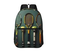WZYCWB Mochila para laptop de 17 pulgadas con pelotas de tenis y raquetas de moda, adecuada para oficina, estudio, viajes cortos