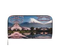 WZYCWB Monte Fuji a principios de primavera Cartera estampada con cremallera perfecta para viajes, negocios y uso diario. Capacidad para teléfonos celulares y dinero en efectivo.