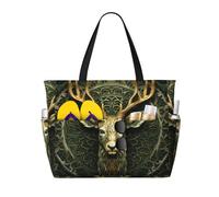 WZYCWB Natural Light Deer Head Bolsa de playa grande bolsa de viaje gimnasio piscina bolsa de almacenamiento con cremallera