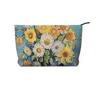 WZYCWB Panda Cubs in The Forest - Bolsa de almacenamiento para artículos de aseo personal, esencial para organizar cosméticos y productos para el cuidado de la piel., Óleo sobre lienzo con flores