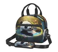 WZYCWB Panda Taking a Bath - Bolsa de almuerzo pequeña con aislamiento adecuado para desplazarse, puede contener una lonchera