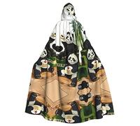 WZYCWB Pandas of Father and Son - Capa de decoración de fiesta para adultos, capa con capucha de Halloween, unisex, Halloween, carnaval, bailes de máscaras, juego de rol