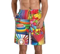 WZYCWB Pantalones cortos de surf con estampado de rompecabezas coloridos para hombre, adecuados para correr, uso casual, traje de baño de playa, blanco, XXL