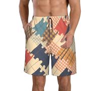WZYCWB Pantalones cortos de surf con estampado de rompecabezas de tela colorida para hombre, adecuados para correr, uso casual, traje de baño de playa, blanco, XXL
