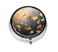 WZYCWB Pastillero portátil para llevar, pastillero redondo Golden Ginkgo Leaf Dance, cabe en el bolsillo de tu bolso, pastillero ligero de 3 compartimentos,