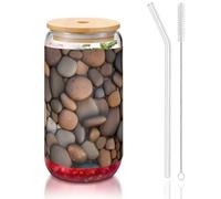 WZYCWB Pebbles in the beach - Tapa de bambú impresa para café helado caliente y frío, té con leche y cerveza. Una elegante taza de agua.