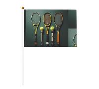 WZYCWB Pelotas de tenis y raquetas de diez piezas impresas de doble cara bandera de mano de 5.5 x 8.2 pulgadas, adecuada para actividades de equipo de animación