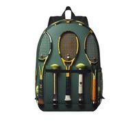 WZYCWB Pelotas de tenis y raquetas Mochila estampada con múltiples bolsillos, ligera y duradera para el trabajo, viajes de negocios y deportes al aire libre