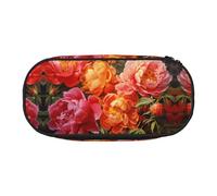 WZYCWB Peonies in Full Bloom - Estuche para lápices de gran capacidad, caja de almacenamiento multifuncional, portátil y duradero, para suministros de oficina y escuela, Black, Talla única, Estuche de