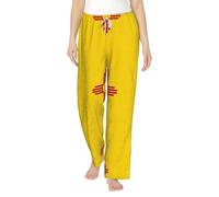 WZYCWB Pijama de franela con estampado de bandera de Nuevo México para mujer, ropa de descanso para otoño/invierno, Negro, L