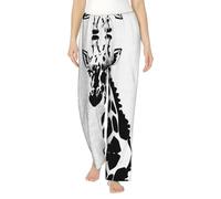 WZYCWB Pijama de franela para mujer con estampado de jirafa en blanco y negro, ropa de descanso para otoño e invierno, Negro, XXXXXL