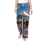 WZYCWB Pijama de franela para mujer con estampado de monte Fuji a principios de primavera, ropa de descanso para otoño e invierno, Negro, XXL
