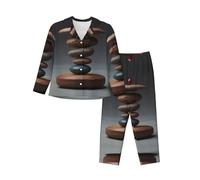 WZYCWB Pijama de manga larga para mujer con estampado The Art of Balance, conjunto de 2 piezas, ropa de descanso cómoda e informal, Negro, M