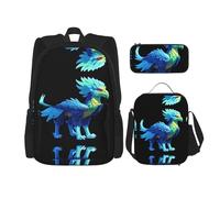 WZYCWB Pixel Griffin - Juego de mochila (3 piezas), mochila escolar para estudiantes + estuche + bolsa de almuerzo, mochila de gran capacidad