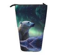 WZYCWB Polar Bear in The Snow - Contenedor de almacenamiento retráctil para bolígrafos, brochas de maquillaje o bolsas con cordón para monedas.