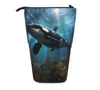 WZYCWB Portalápices retráctil con estampado de ballenas asesinas para dormitorio u oficina.