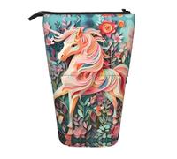 WZYCWB Portalápices retráctil con estampado de unicornio de corte de papel rosa para dormitorio u oficina.