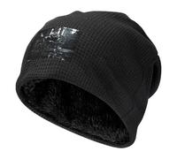 WZYCWB Rainy Night - Gorra de esquí cálida negra con estampado de rosas negras, capucha gruesa con forro polar, gorra de punto elástico, Negro, talla única