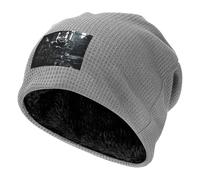 WZYCWB Rainy Night - Gorra de esquí cálida negra con estampado de rosas negras, capucha gruesa con forro polar, gorra de punto elástico, Gris claro, talla única