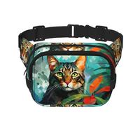 WZYCWB Riñonera deportiva para gatos pintada al óleo, moderna y moderna, bolsa pequeña de viaje ligera