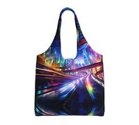 WZYCWB Roads of the Future - Bolsa de lona estampada de un solo hombro, bolsa de compras de comestibles, bolsa de lona de uso diario