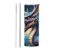 WZYCWB Roaring Dragon - Vaso aislado de acero inoxidable para oficina, deportes al aire libre, ciclismo, respetuoso con el medio ambiente, taza de paja de 20 onzas