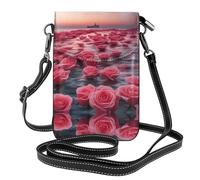 WZYCWB Roses by the sea - Bolso bandolera de piel ligera para mujer, bolso de hombro para teléfono celular, bolsa de viaje con ranuras para tarjetas de crédito