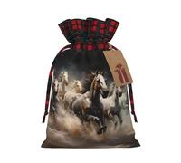 WZYCWB Running of the Horses - Bolsas de regalo de Navidad para decoración de suministros de fiesta de Navidad, bolsas de regalo de arpillera con cordón de 8.3 x 11.8 pulgadas, color block