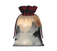 WZYCWB Sansui, bolsas de regalo de Navidad de empresa japonesa para decoraciones de suministros de fiesta de Navidad, bolsas de regalo de arpillera con cordón de 8.3 x 11.8 pulgadas,