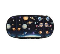 WZYCWB Saturn Jupiter Earth - Estuche para lápices de gran capacidad, caja de almacenamiento multifuncional, portátil y duradero, para suministros de oficina y escuela, Black, Talla única, Estuche de