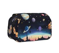 WZYCWB Saturn Jupiter Earth - Estuche portátil con patrón de tierra ideal para organizar bolígrafos en la oficina o guardar brochas de maquillaje