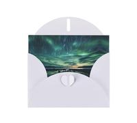 WZYCWB Sea under the Aurora Borealis Pearl Paper Holiday Cards, tarjetas para todas las ocasiones, Navidad, agradecimiento, boda, cumpleaños, día de San Valentín
