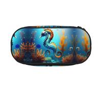 WZYCWB Seabed Coral Seabed - Estuche para lápices de gran capacidad, caja de almacenamiento multifuncional, portátil y duradero, para suministros de oficina y escuela, Black, Talla única, Estuche de