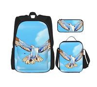 WZYCWB Seagulls in flight - Juego de mochila (3 piezas), mochila escolar para estudiantes + estuche + bolsa de almuerzo, mochila de gran capacidad