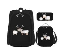 WZYCWB Silly Sheep Campus Life - Juego de mochila (3 piezas), mochila escolar + estuche + bolsa de almuerzo, satisface todas las necesidades diarias de los estudiantes