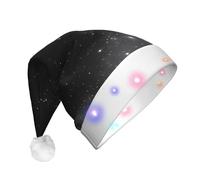 WZYCWB Sombrero de Navidad y Año Nuevo con galaxia en blanco y negro, sombrero unisex de Papá Noel de felpa con luz LED, regalo de fiesta de Navidad y Año Nuevo
